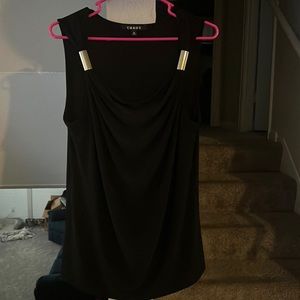 Black flowy tank with gold accents